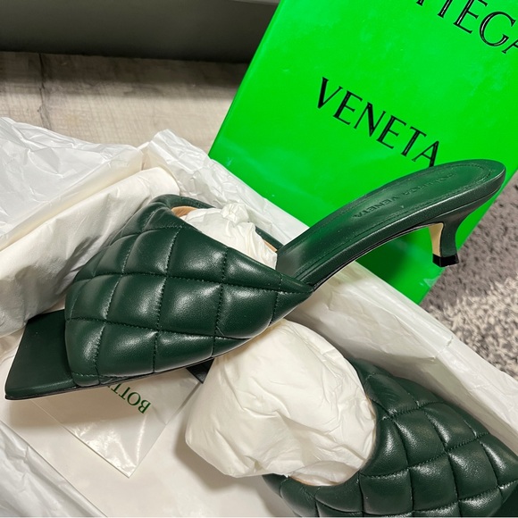 Bottega Veneta Dark Green Quilted Heels - Picture 3 of 13